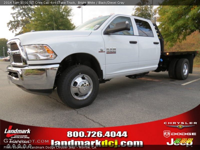 Bright White / Black/Diesel Gray 2014 Ram 3500 SLT Crew Cab 4x4 STake Truck