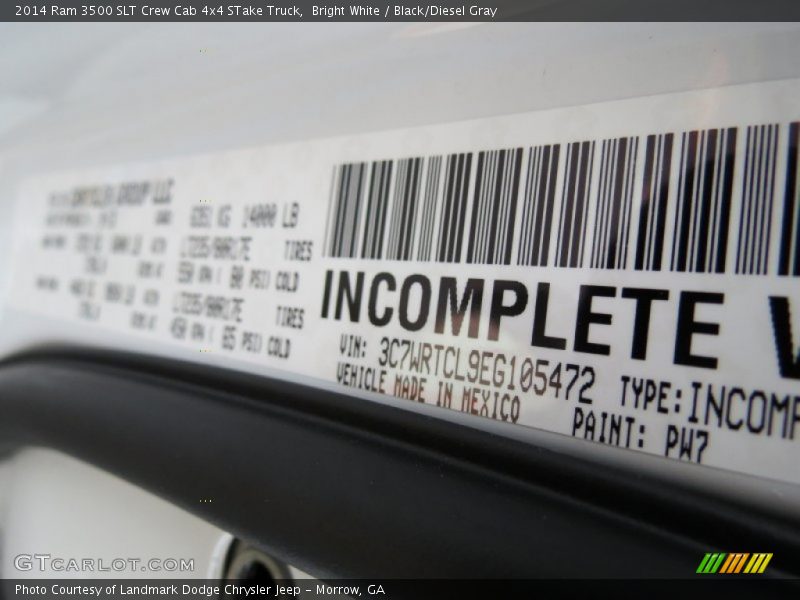 Bright White / Black/Diesel Gray 2014 Ram 3500 SLT Crew Cab 4x4 STake Truck