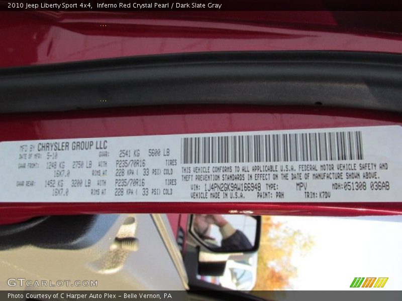 Inferno Red Crystal Pearl / Dark Slate Gray 2010 Jeep Liberty Sport 4x4