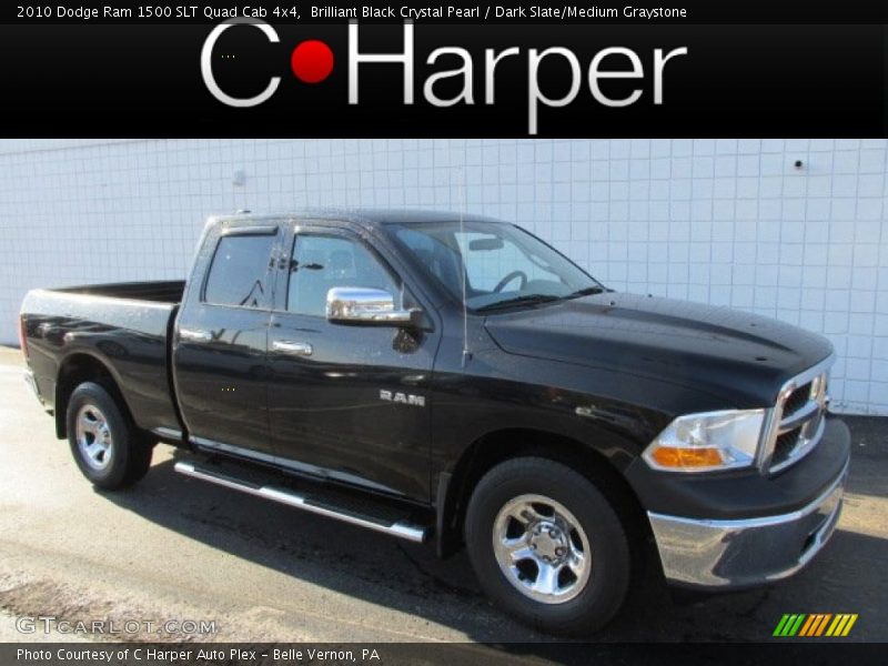 Brilliant Black Crystal Pearl / Dark Slate/Medium Graystone 2010 Dodge Ram 1500 SLT Quad Cab 4x4