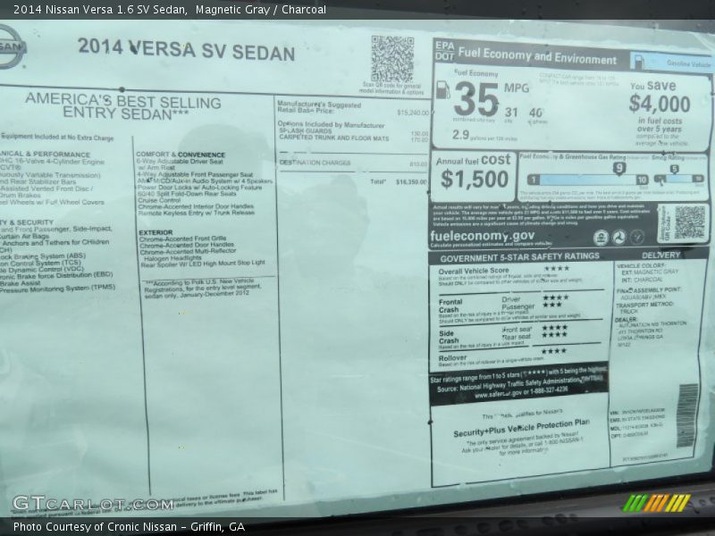 Magnetic Gray / Charcoal 2014 Nissan Versa 1.6 SV Sedan