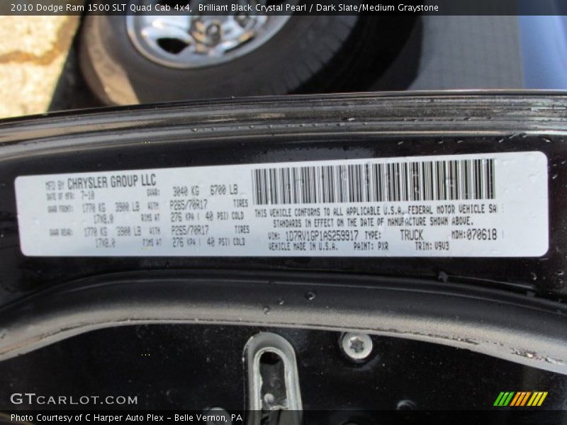 Brilliant Black Crystal Pearl / Dark Slate/Medium Graystone 2010 Dodge Ram 1500 SLT Quad Cab 4x4