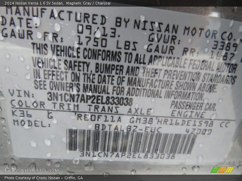 Magnetic Gray / Charcoal 2014 Nissan Versa 1.6 SV Sedan