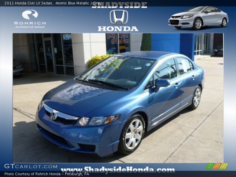 Atomic Blue Metallic / Gray 2011 Honda Civic LX Sedan