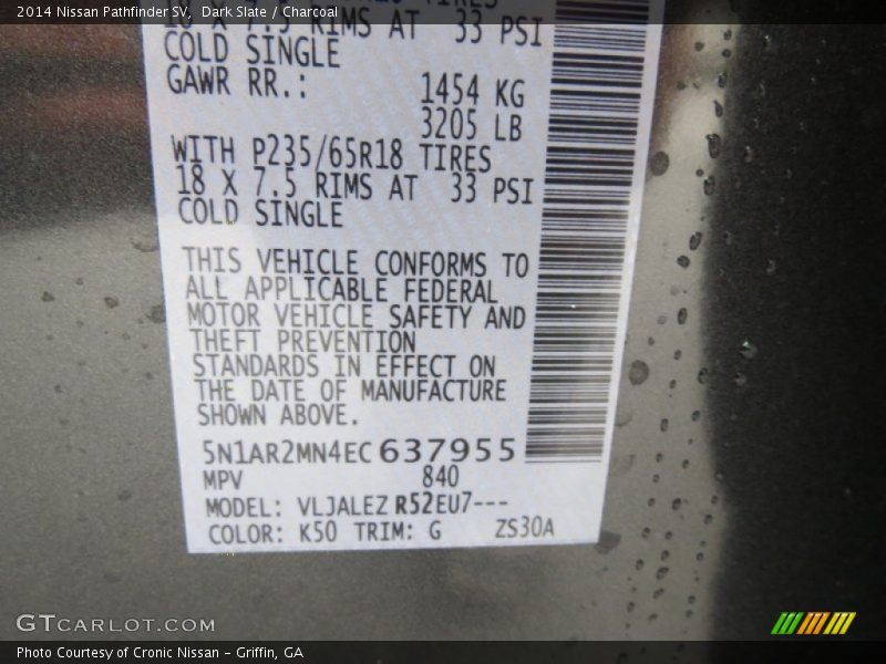 Dark Slate / Charcoal 2014 Nissan Pathfinder SV