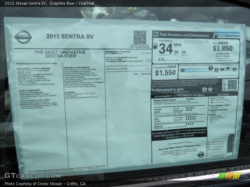  2013 Sentra SV Window Sticker