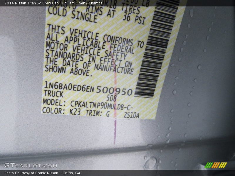 Brilliant Silver / Charcoal 2014 Nissan Titan SV Crew Cab
