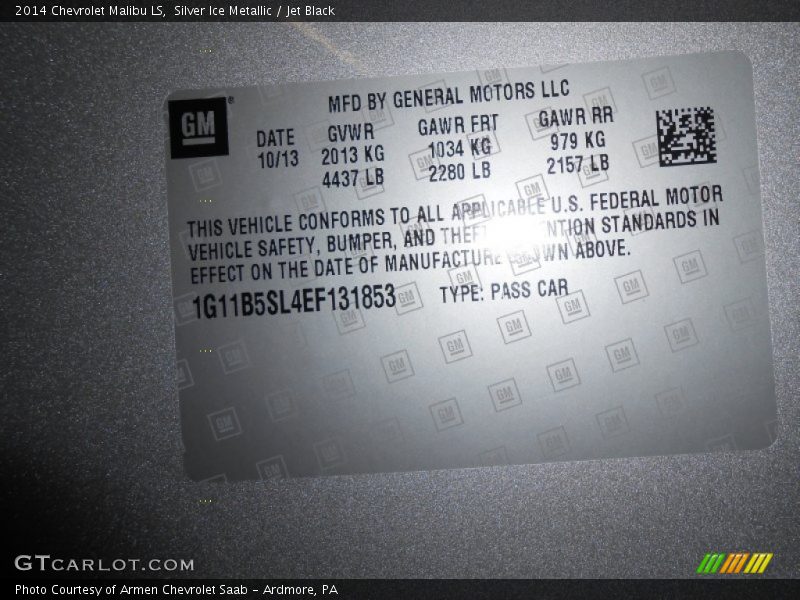 Silver Ice Metallic / Jet Black 2014 Chevrolet Malibu LS