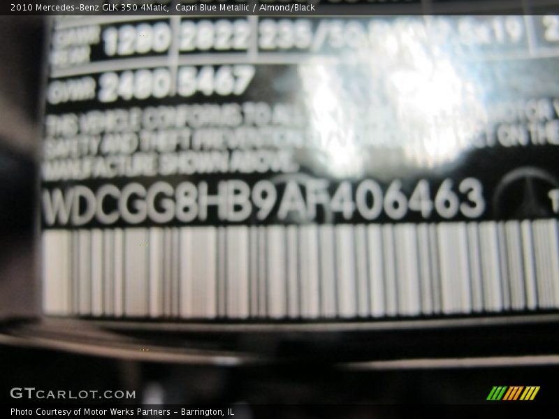Capri Blue Metallic / Almond/Black 2010 Mercedes-Benz GLK 350 4Matic