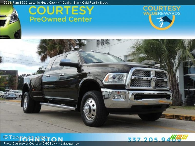 Black Gold Pearl / Black 2013 Ram 3500 Laramie Mega Cab 4x4 Dually