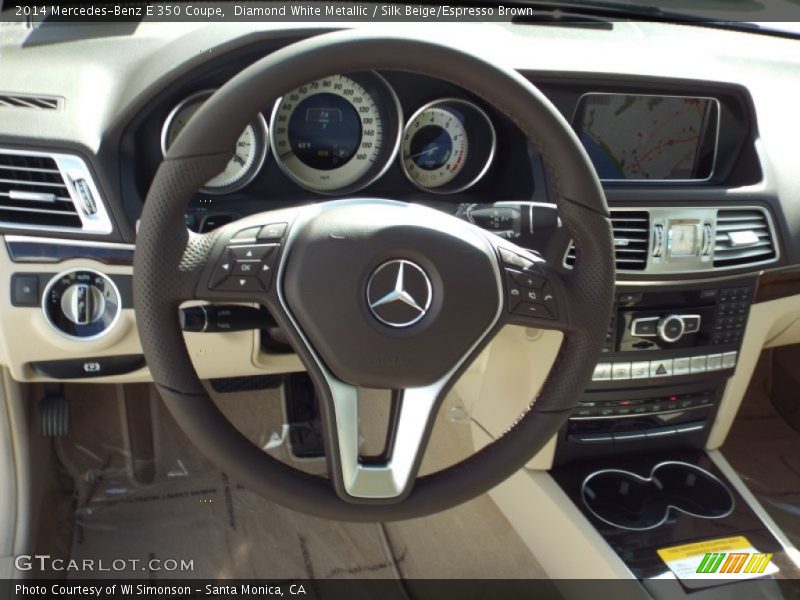 Diamond White Metallic / Silk Beige/Espresso Brown 2014 Mercedes-Benz E 350 Coupe