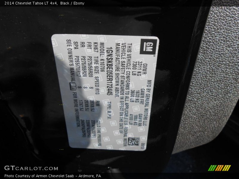 Black / Ebony 2014 Chevrolet Tahoe LT 4x4