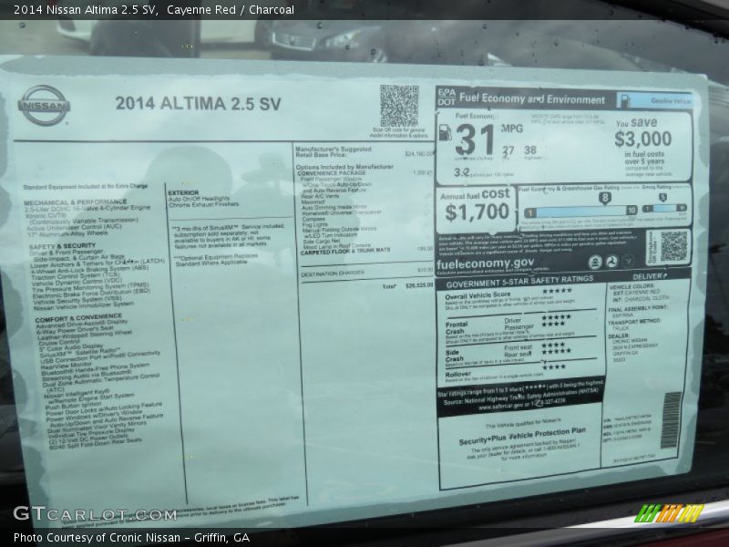 Cayenne Red / Charcoal 2014 Nissan Altima 2.5 SV