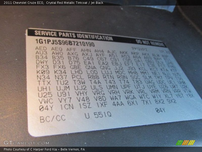 Crystal Red Metallic Tintcoat / Jet Black 2011 Chevrolet Cruze ECO