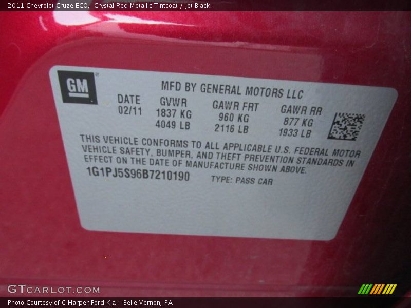 Crystal Red Metallic Tintcoat / Jet Black 2011 Chevrolet Cruze ECO