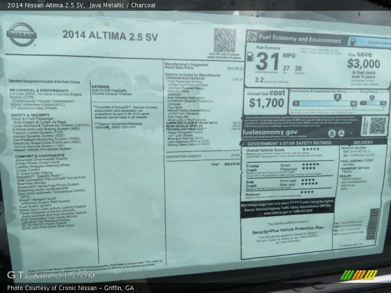 Java Metallic / Charcoal 2014 Nissan Altima 2.5 SV