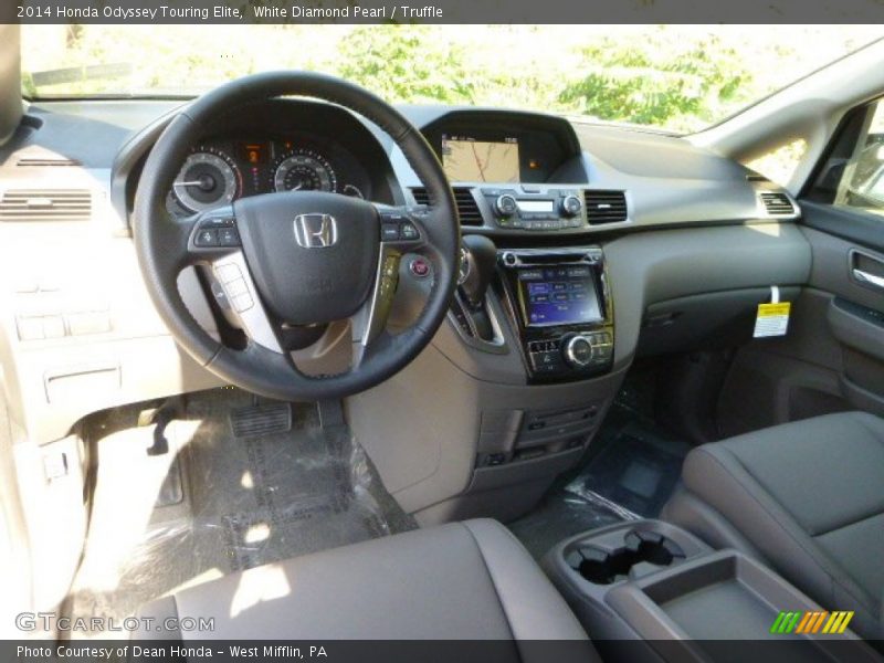 White Diamond Pearl / Truffle 2014 Honda Odyssey Touring Elite