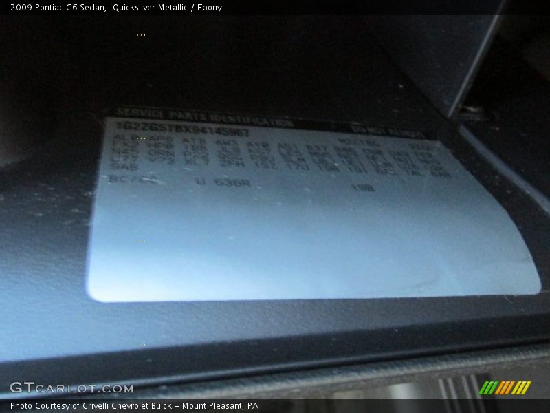 Quicksilver Metallic / Ebony 2009 Pontiac G6 Sedan