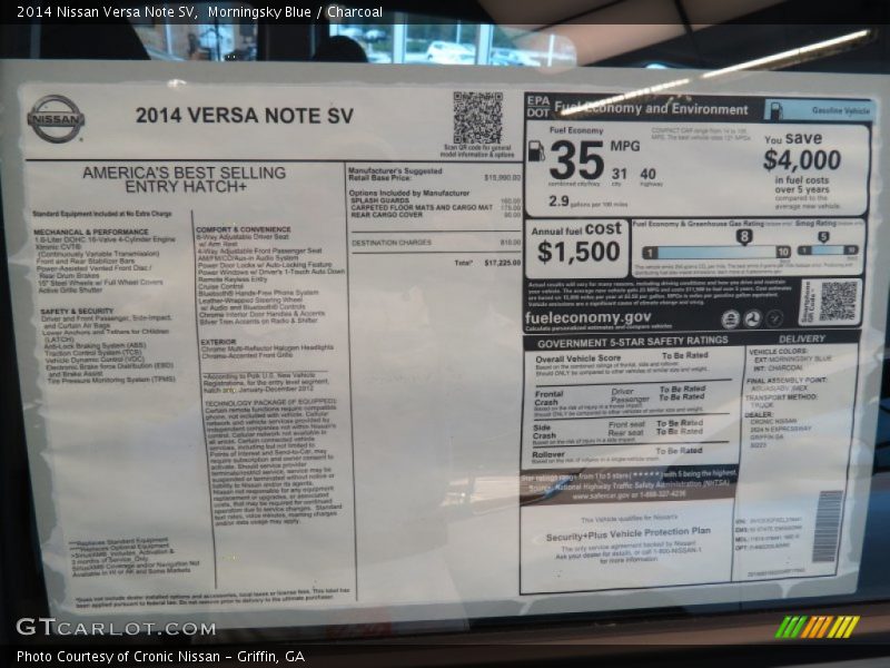 Morningsky Blue / Charcoal 2014 Nissan Versa Note SV