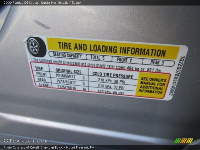 Quicksilver Metallic / Ebony 2009 Pontiac G6 Sedan
