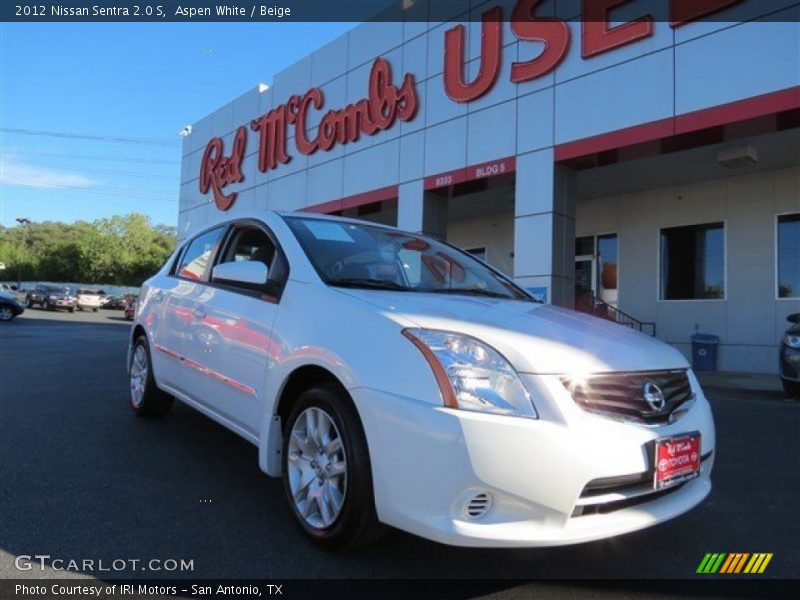 Aspen White / Beige 2012 Nissan Sentra 2.0 S