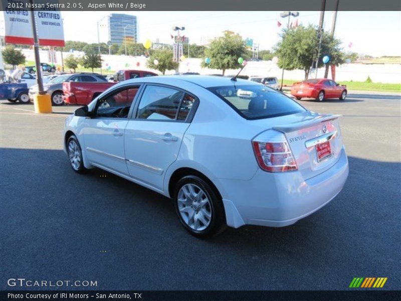 Aspen White / Beige 2012 Nissan Sentra 2.0 S