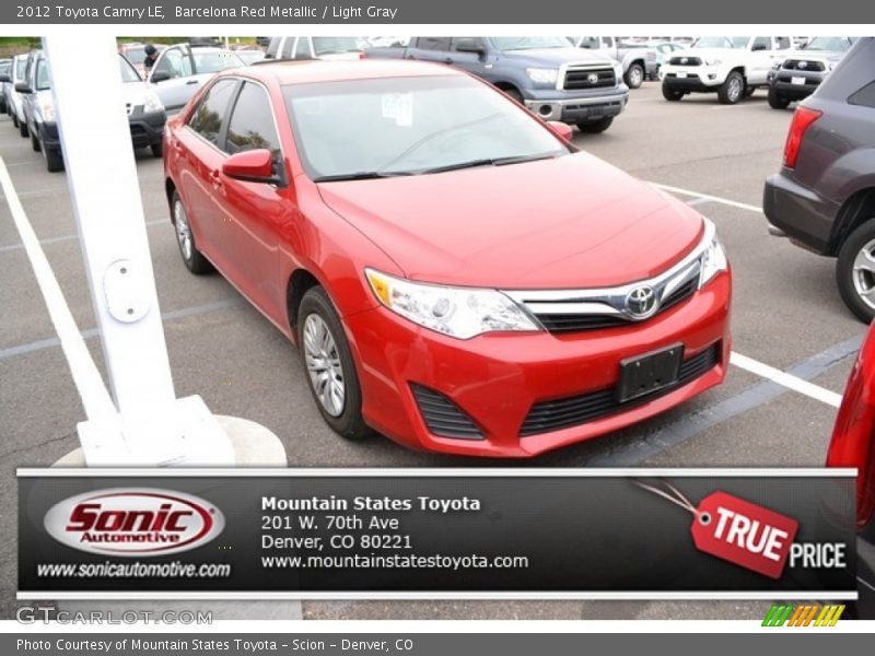 Barcelona Red Metallic / Light Gray 2012 Toyota Camry LE