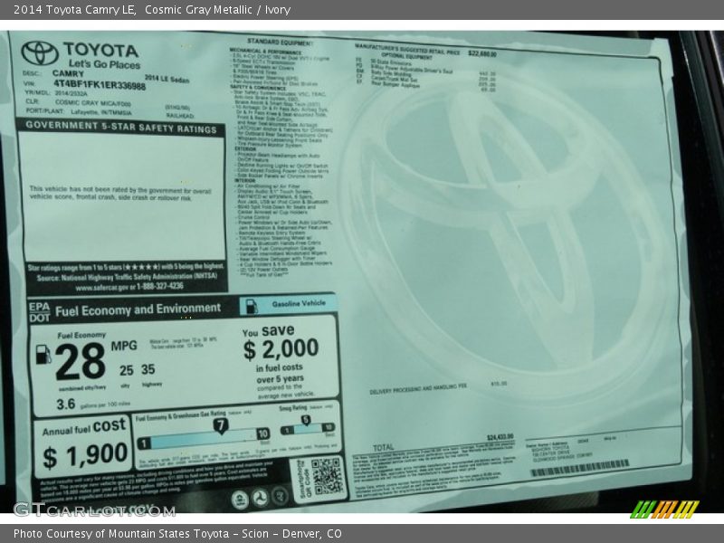 Cosmic Gray Metallic / Ivory 2014 Toyota Camry LE