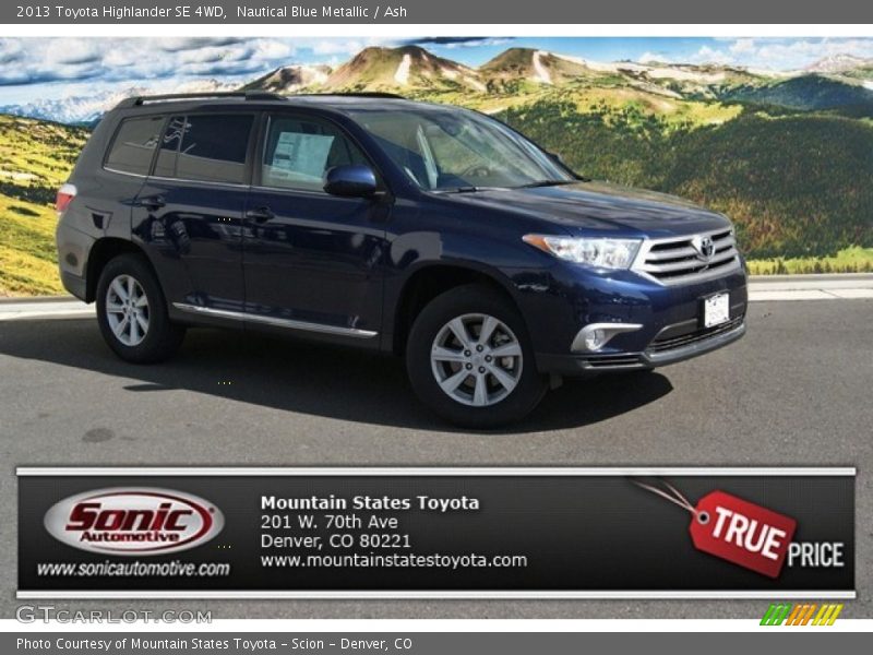 Nautical Blue Metallic / Ash 2013 Toyota Highlander SE 4WD