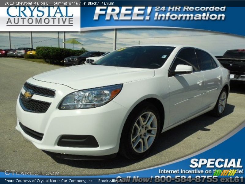 Summit White / Jet Black/Titanium 2013 Chevrolet Malibu LT