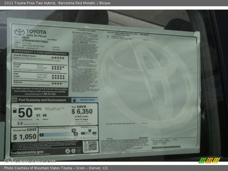 Barcelona Red Metallic / Bisque 2013 Toyota Prius Two Hybrid