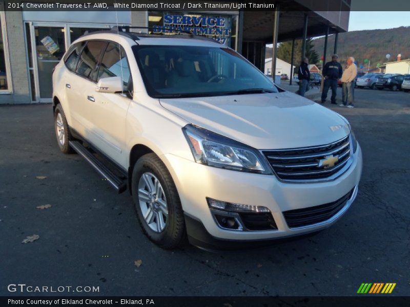 White Diamond Tricoat / Dark Titanium/Light Titanium 2014 Chevrolet Traverse LT AWD