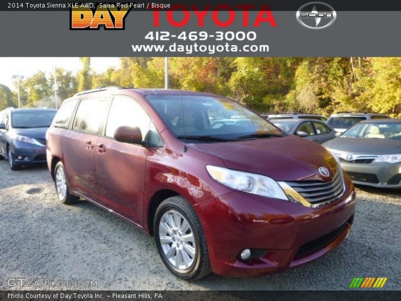 Salsa Red Pearl / Bisque 2014 Toyota Sienna XLE AWD