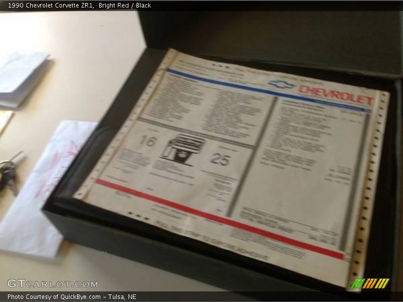  1990 Corvette ZR1 Window Sticker