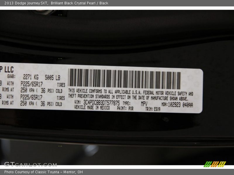 Brilliant Black Crystal Pearl / Black 2013 Dodge Journey SXT