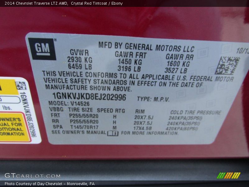 Crystal Red Tintcoat / Ebony 2014 Chevrolet Traverse LTZ AWD