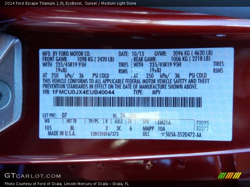 Sunset / Medium Light Stone 2014 Ford Escape Titanium 1.6L EcoBoost