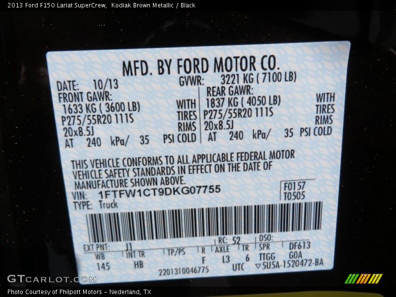 Kodiak Brown Metallic / Black 2013 Ford F150 Lariat SuperCrew