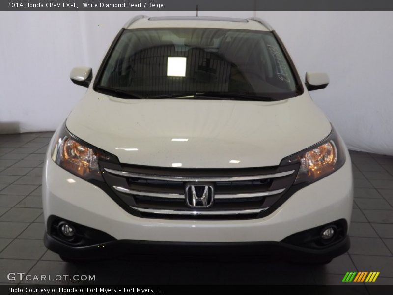 White Diamond Pearl / Beige 2014 Honda CR-V EX-L