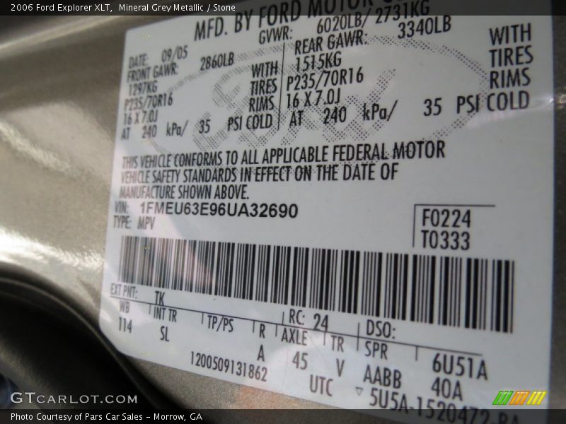 Mineral Grey Metallic / Stone 2006 Ford Explorer XLT