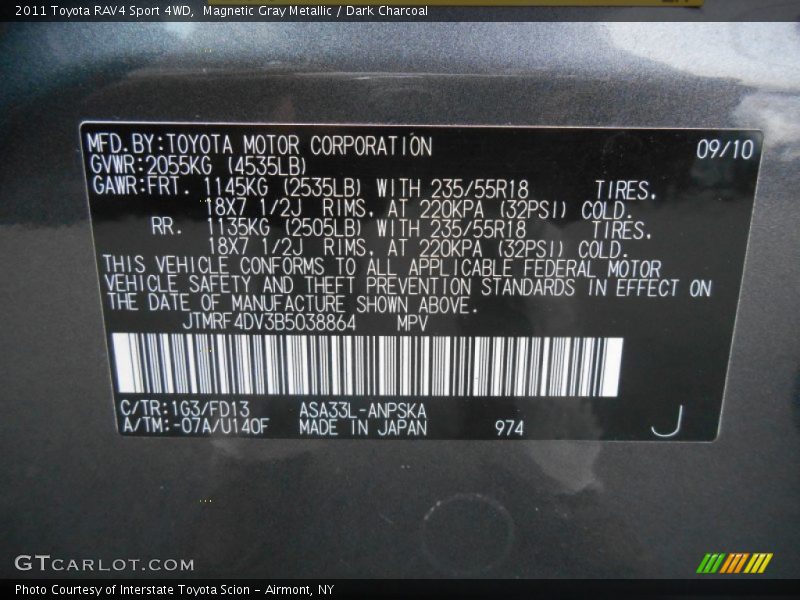 Magnetic Gray Metallic / Dark Charcoal 2011 Toyota RAV4 Sport 4WD
