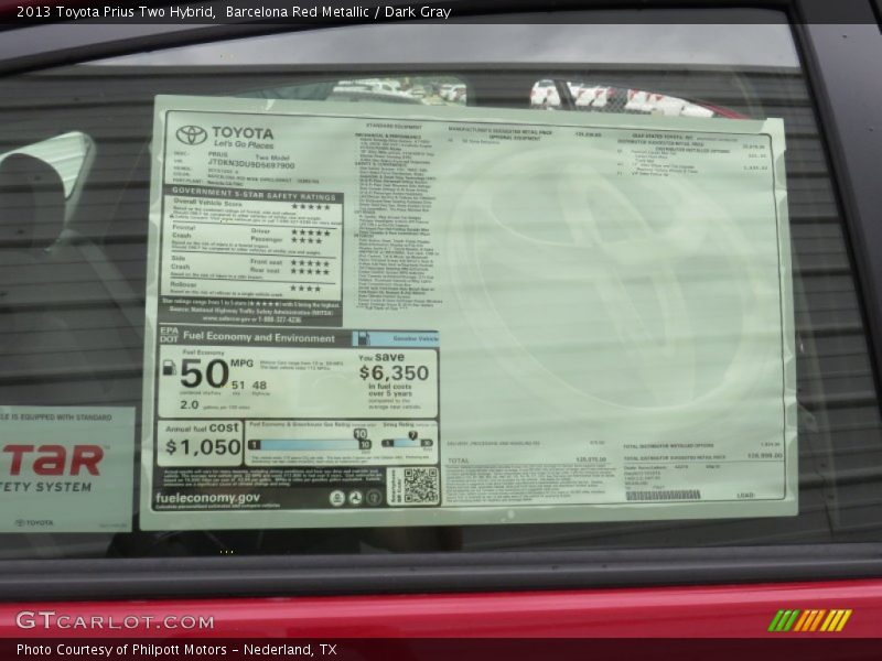 Barcelona Red Metallic / Dark Gray 2013 Toyota Prius Two Hybrid