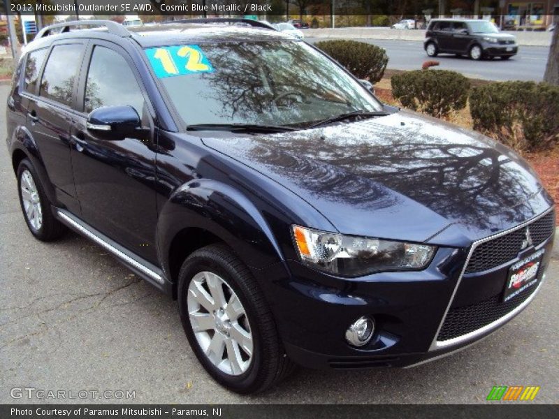 Cosmic Blue Metallic / Black 2012 Mitsubishi Outlander SE AWD