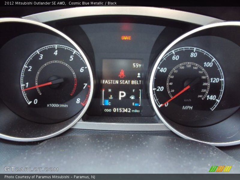 Cosmic Blue Metallic / Black 2012 Mitsubishi Outlander SE AWD