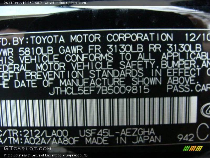 Obsidian Black / Parchment 2011 Lexus LS 460 AWD