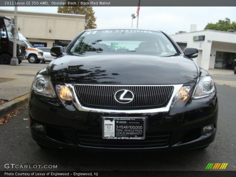 Obsidian Black / Black/Red Walnut 2011 Lexus GS 350 AWD