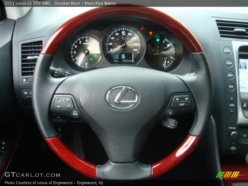 Obsidian Black / Black/Red Walnut 2011 Lexus GS 350 AWD