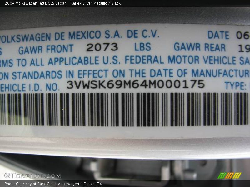 Reflex Silver Metallic / Black 2004 Volkswagen Jetta GLS Sedan