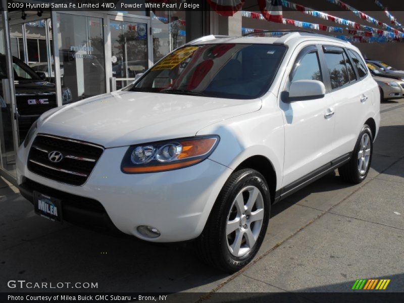 Powder White Pearl / Beige 2009 Hyundai Santa Fe Limited 4WD