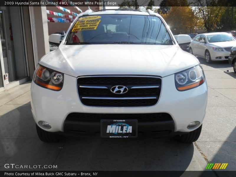 Powder White Pearl / Beige 2009 Hyundai Santa Fe Limited 4WD